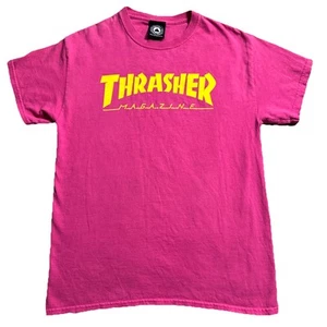 Camiseta Thrasher Magazine Para Hombre Mediana Manga Corta Cuello Redondo Gráfico Rosa Amarillo - Imagen 1 de 14