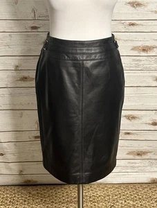 Vintage Valerie Separates klassischer Mob Frau schwarzer Leder Bleistiftrock Gr. 4 - Bild 1 von 8