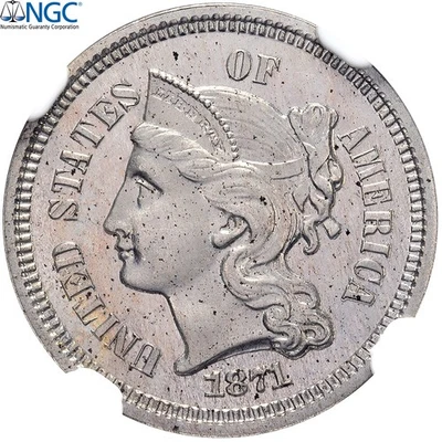 [#970330] United States, 3 Cents, 1871, Philadelphia, Proof, Copper-nickel, NGC, - Image 1 of 2
