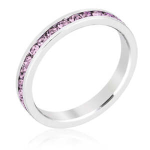 Stylish Stackables 3mm Lavender Crystal  Eternity Wedding Band Ring Size 5-10