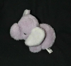Peluche doudou éléphant AJENA vintage mauve violet blanc yeux durs 17 cm TTBE - Picture 1 of 1