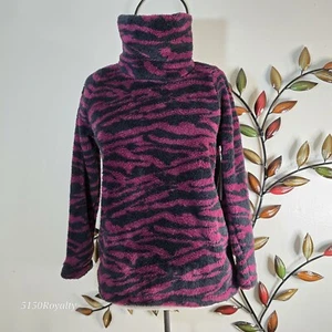 ZELLA Nikki Furry Fleece Purple Nectar Wild Zebra Turtleneck Girls L Women S NWT - Picture 1 of 12