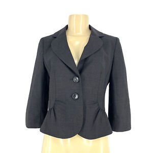 Ann Taylor Size 4P Cropped Blazer Jacket Career Women Virgin Wool Blend N22