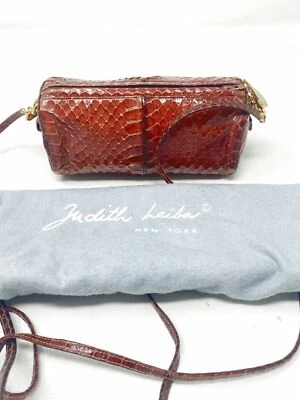 Bolso Bandolera Judith Leiber Marrón Piel de Serpiente Cartera De Colección Foto 1 de 4