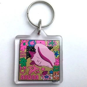 Aruba Llavero Retro Conchas Marinas Llavero Novedad Coleccionable Recuerdo Plástico - Imagen 1 de 3