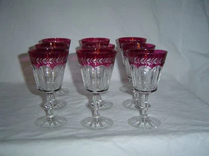 set of 18 glasses in two sizes, cranberry and clear - Picture 1 of 4