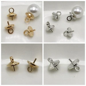 Eye Pin Pendant Connector Bail For Half-Drilled Pearl with 3mm-8mm Cap - Imagen 1 de 13