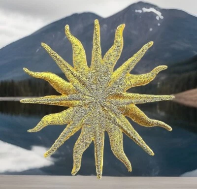 Metallic Gold Wizard Pagan Astrology Sun Star Embroidery Patch - Image 1 of 4