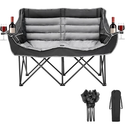Waterproof Loveseat Folding Camping Chair w/ armrest Oversized Seats for picnic - Image 1 of 4