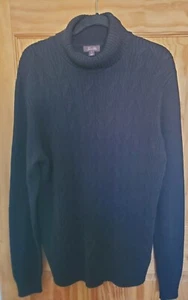 Tasso Elba Men's M Turtleneck Sweater Cable Knit Long Sleeve Cotton Black - Picture 1 of 7