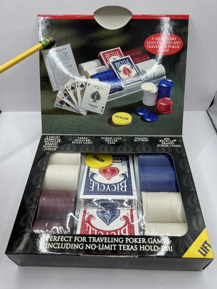 Bicycle Poker Dealer Set With 2 Decks Cards & 200 Interlocking Chips