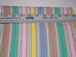 Vintage Seersucker Pastel Stripe Cotton Fabric - 38" x 44" - Picture 1 of 3