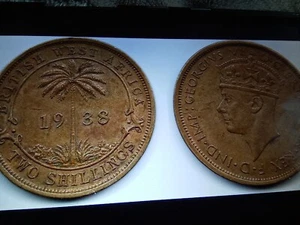 2 Schilling. Britisch  Westafrika 1938.  Georg - Bild 1 von 2