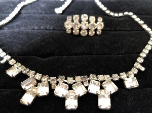 VINTAGE DIAMONTE RHINESTONE NECKLACE & BROOCH - ESTATE LOT - VERY GOOD CONDITION - Picture 1 of 12