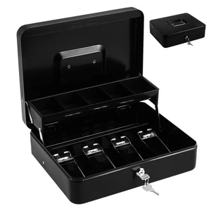 Caja de efectivo con cerradura de combinación, caja de dinero de metal para caja registradora - Imagen 1 de 11