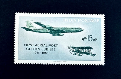 Sello de la India - Avión Boeing Jet 1961 primer Jubileo de Oro MNH Sn 337  Foto 1 de 2
