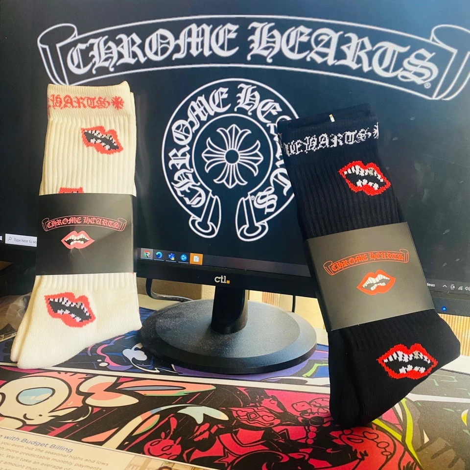 Calcetines Chrome Hearts x Matty Boy Chomper Labios Blanco Rosa y Negro Talla Grande 9-13 Foto 1 de 3