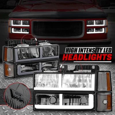 [Tira LED DRL] Para 94-00 GMC C10 C/K 1500 Faros Parachoques Lámparas Esquinas Humo Foto 1 de 4
