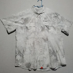 Huk Fishing Shirt Mens XL White Gray Camo Kryptek Outdoor Camp Hike Pack Golf - Picture 1 of 7