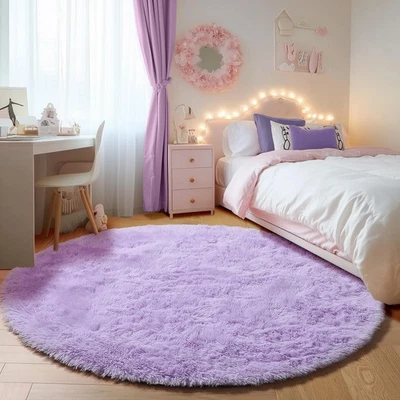 Light Purple Round Area Rugs 5ft, Soft Bedroom Circle Rug Floor Mats for Kids... - Image 1 of 4