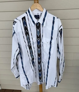 Vintage Wrangler Aztec Button Up Shirt Men XXL Long Tails Rodeo Western - Picture 1 of 9