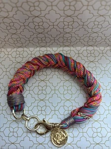 Kendra Scott Masie Bracelet Gold Tone Red/Pink Mix Chunky 7" Braided with Pouch - Picture 1 of 4