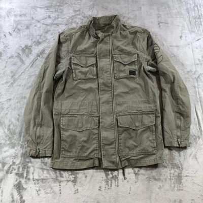 Jaqueta Quiksilver Masculina Média Verde Oliva Utilitário de Campo Militar Algodão Zíper - Imagem 1 de 4