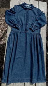 RARE TOAST INDIGO DENIM SHIRT DRESS PETER PAN COLLAR COTTON MIDI UK 8 10 EX COND - Picture 1 of 24