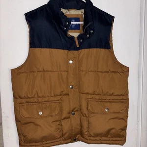 Old Navy 94 Puffer Vest Navy Brown Mens Large OUTDOORS HIKING MINIMALIST - Picture 1 of 6