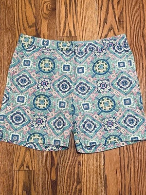 Usado en Excelente Condición Talbots The Weekend Short Talla 8 Azul Verde Rosa Amarillo Blanco Medallón Foto 1 de 4