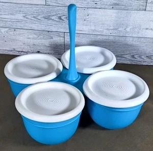 Tupperware Essentials Condiment Caddy Blossom Dip Snack Servidor Azul 7222A-2 - Imagen 1 de 8