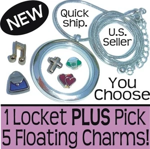 Set regalo: Locket Plus 5 ciondoli galleggianti! What's In Your Heart Gioielli - Foto 1 di 1
