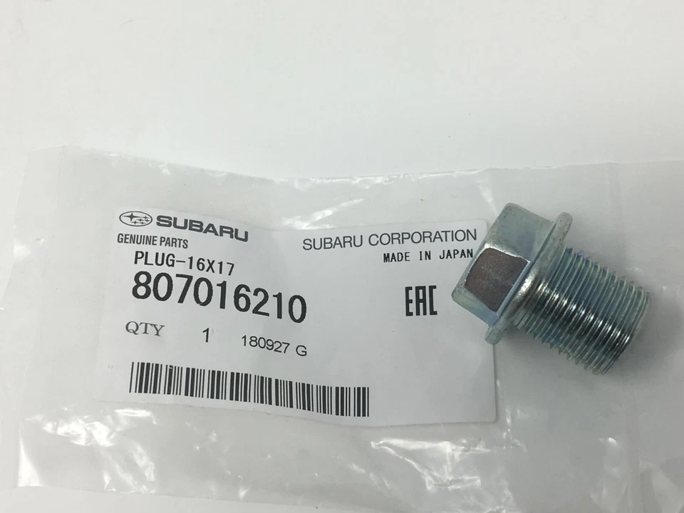 2012-2017 Subaru Engine Oil Drain Plug Forester Impreza Outback DOHC 807016210 - Image 1 of 1