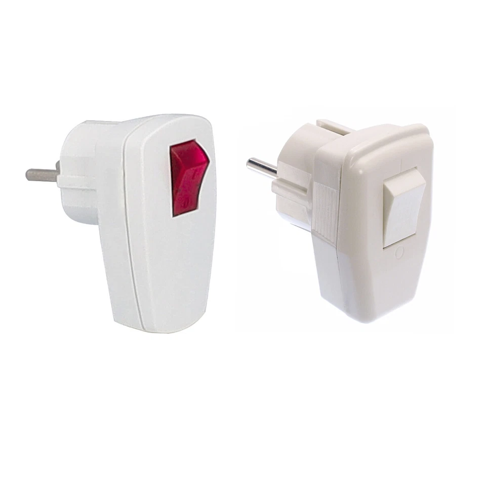 AS - SCHWABE Schutzkontakt Winkelstecker Weiß mit Schalter beleuchtet Schuko 230V IP20