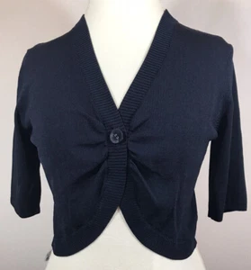 Laura Ashley Sz 10 US 14 UK 40 EUR Dark Prussian Blue Shrug Sweater NWT $78 - Imagen 1 de 11