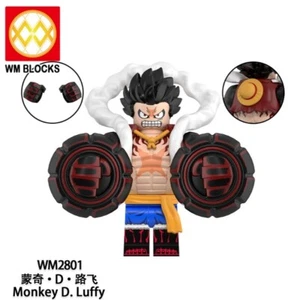 2 inch Custom One Piece Gear 4 Luffy Minifigure with Base, New/Mint - Picture 1 of 2