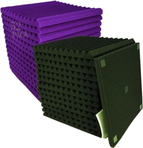 48 Pack Black/Purple 12"X 12"X1" Acoustic Panels Studio Soundproofing Foam Wedge - Picture 1 of 9