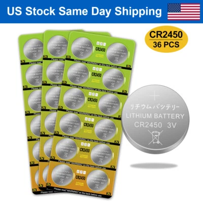 Juguete Reloj Remoto 700mAh CR2450 Botón Pila Batería Moneda Litio 36 PCS Foto 1 de 4