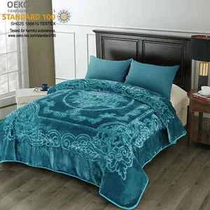 9 Pounds Heavy Thick Korean Mink Blanket 85X95- King Oversized Queen Winter Teal - Picture 1 of 8
