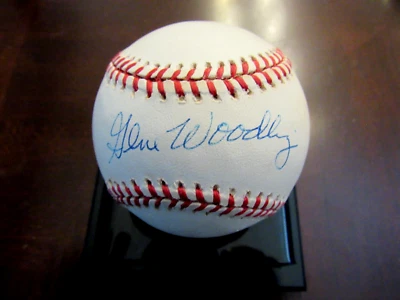 GENE WOODLING 1949-53 WSC YANKEES OF'ER FIRMADO AUTOMÁTICO VINTAGE OAL BÉISBOL BECKETT Foto 1 de 3