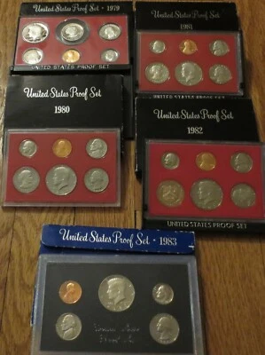 1979 to 1983 Proof Sets U.S. Mint 5 Sets San Francisco Mint SBA Dollar - Image 1 of 4