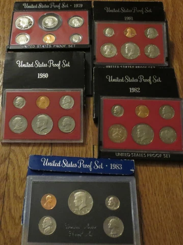 1979 1980 1981 1982 1983 Proof Sets U.S. Mint San Francisco Mint SBA Dollar Cover