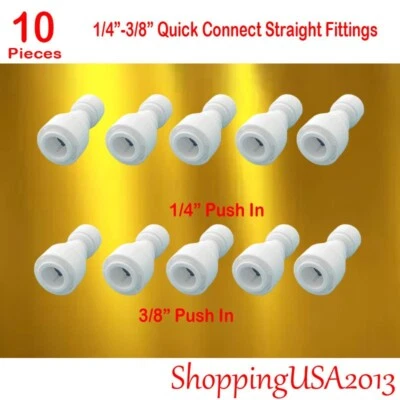10 X 1/4-3/8 Quick Connect Straight Fitting Connection Push In Home Office - Image 1 of 4
