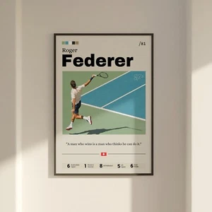 Póster de Roger Federer, Tennis Star Wall Art, Federer Impresión Fanático Regalo - Imagen 1 de 10