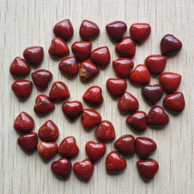 50pcs Natural Red Jasper Stone Heart Shape Cab Cabochons No Hole Jewelry 10mm - Image 1 of 4