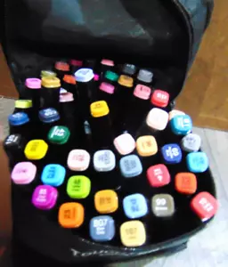 Set of 52 Touchten Markers / PensIn Black Nylon Zippered Case - Picture 1 of 3