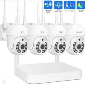 KIT VIDEOSORVEGLIANZA WIRELESS NVR 4 CANALI 4 TELECAMERE PTZ MOTORIZZATE WI-FI - Foto 1 di 2