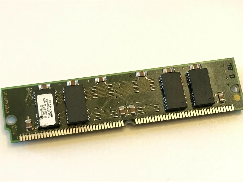 IBM 11D1320BA-70  4MB  72 PIN  70NS  FAST PAGE SIMM  NON PARITY  FPM    fcb13.8 - Image 1 of 1