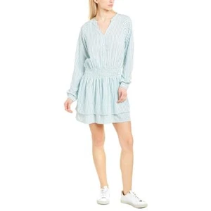 TART Collections Women's Green Stripe Sheila Smocked Waist Long Sleeve V-Neck - Picture 1 of 12