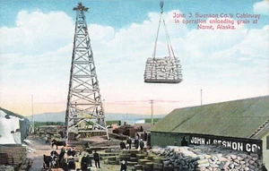 Nome Alaska John J. Swenson Co. Unloading Grain Vintage Postcard LP65 - Picture 1 of 2